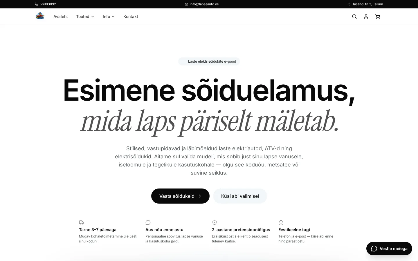 Laste elektrisõidukite e-pood