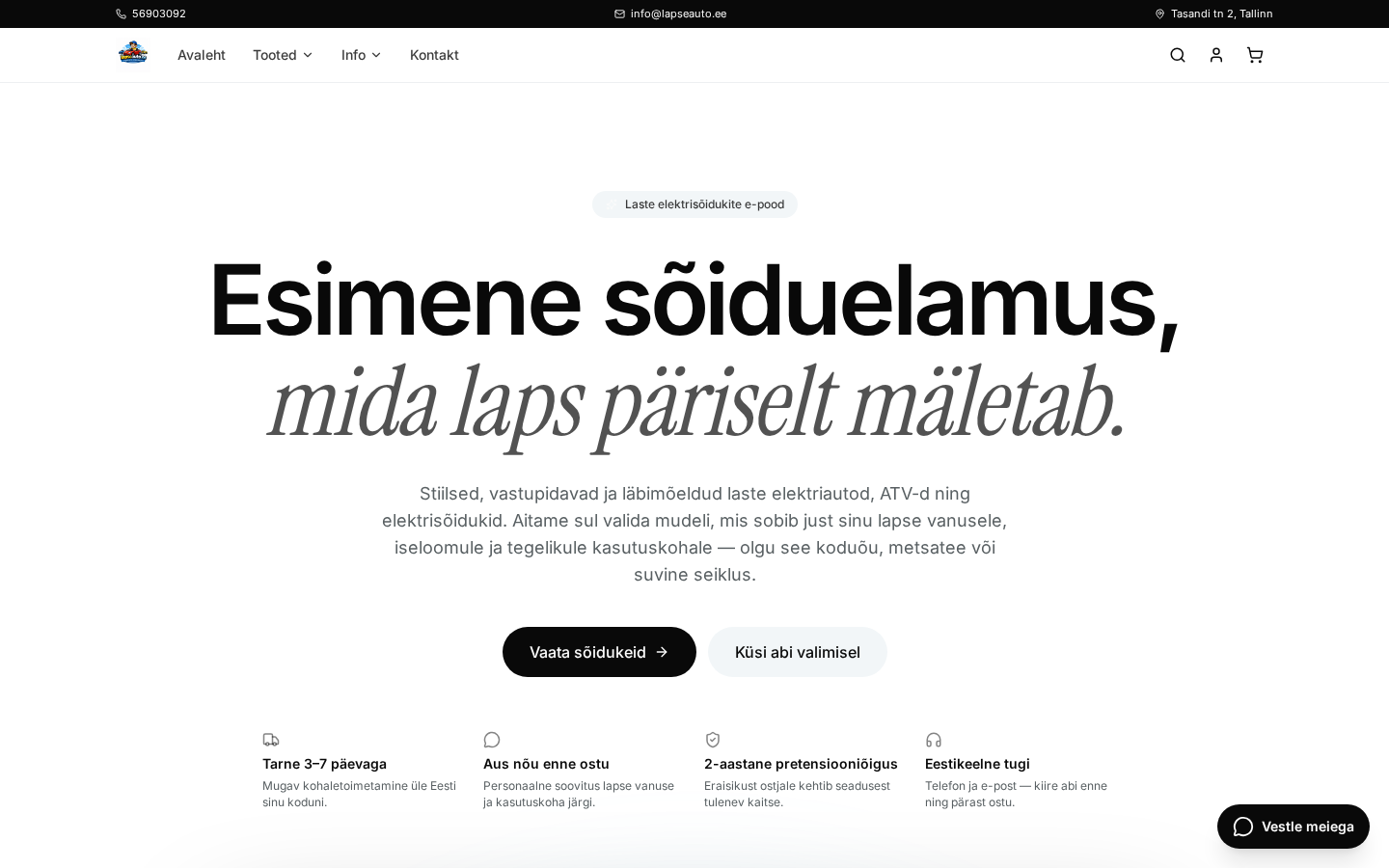 Laste elektrisõidukite e-pood